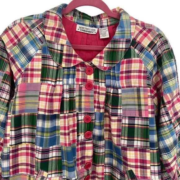 New Direction Pleated Patchwork Jacket 3/4 Sleeves Large Vintage - Picture 3 of 9